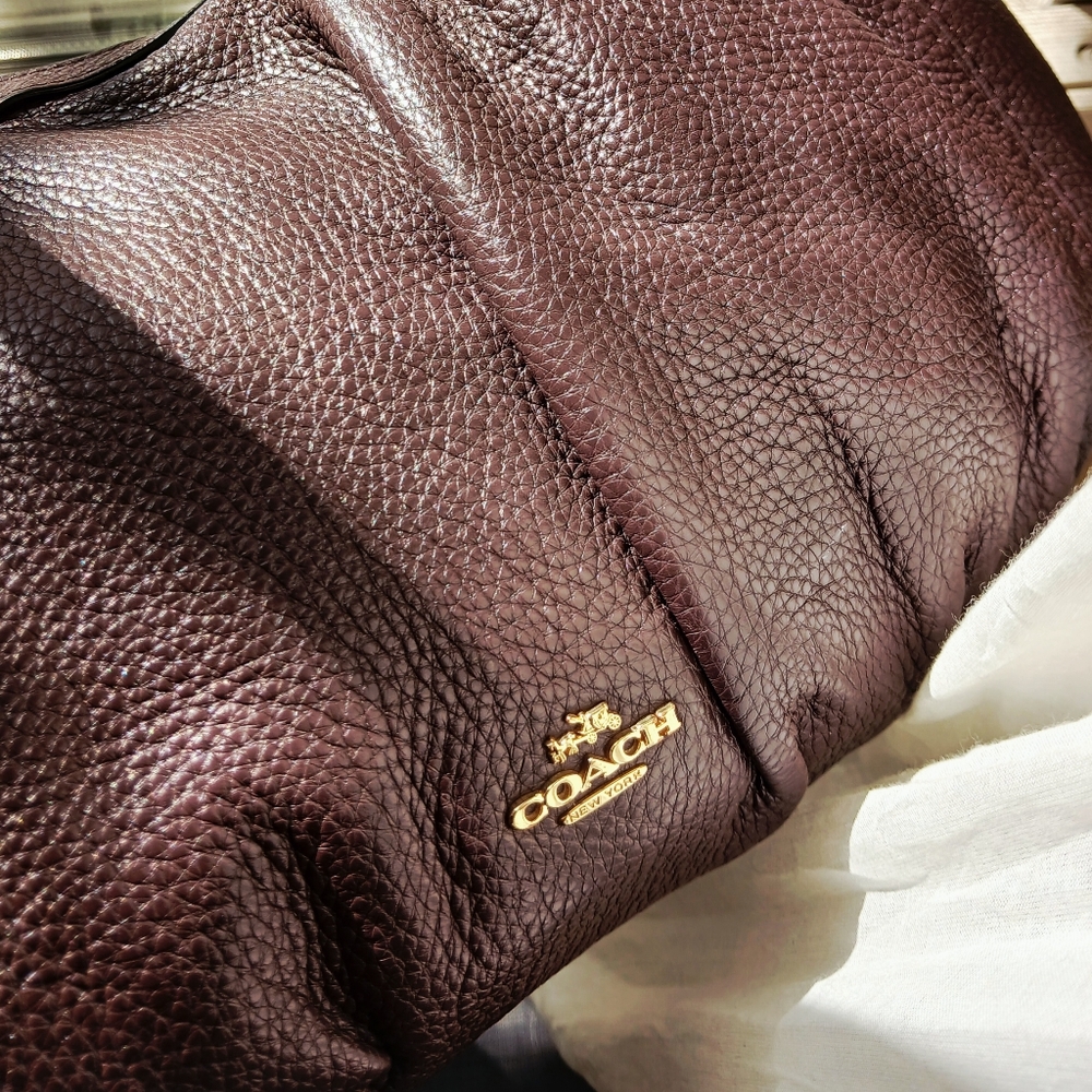 FINAL SALE! Coach Lily Pebbled Leather Shoulder Bag - Oxblood - Picture 13 of 13